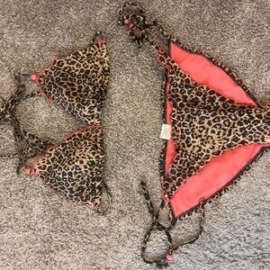 Leopard Print Bikini with Pink Lining
